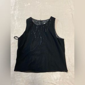 Black Vintage 00s Adrianna Papell Sequence Top. Size PL. Excellent Condition.
